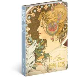 18month Petito diary Alphonse Mucha 2024/2025, 11 × 17 cm