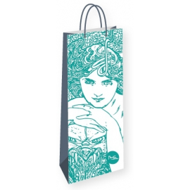 Bottle gift bag Alfons Mucha – Emerald, Fresh Collection
