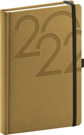 Denní diář Ajax 2022, zlatý, 15 × 21 cm