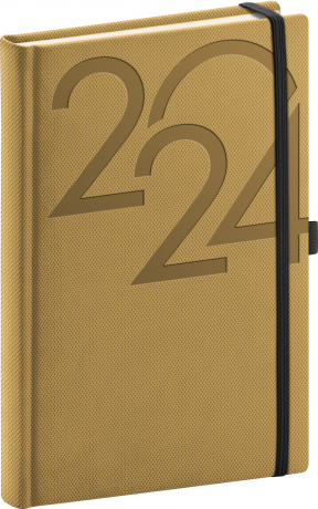 Denní diář Ajax 2024, zlatý, 15 × 21 cm