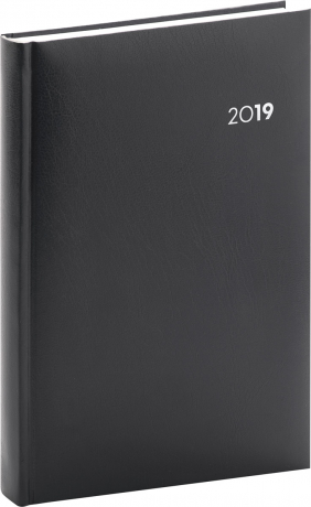 Daily diary Balacron black 2019, 15 x 21 cm