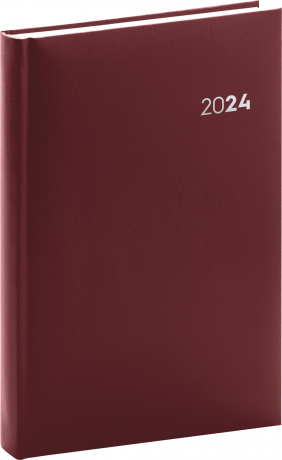 Balacron 2024 Daily Diary, burgundy, 15 × 21 cm