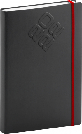 Denní diář Matra 2022, černočervený, 15 × 21 cm
