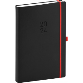 Daily diary Nox black-red 2024, 15 × 21 cm