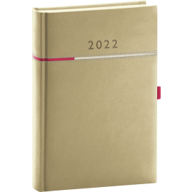 Denní diář Tomy 2022, béžovorůžový, 15 × 21 cm