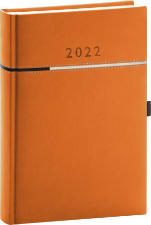 Denní diář Tomy 2022, oranžovočerný, 15 × 21 cm