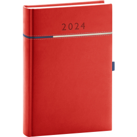 Tomy 2024 Daily Diary, red-blue, 15 × 21 cm