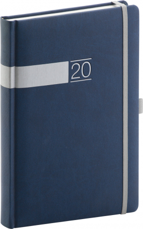 Daily diary Twill blue-silver 2020, 15 × 21 cm