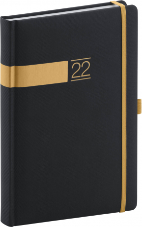 Denní diář Twill 2022, černozlatý, 15 × 21 cm