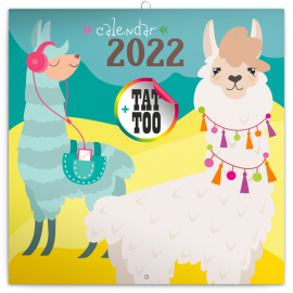 Poznámkový kalendář Šťastné lamy 2022, 30 × 30 cm