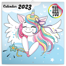 Poznámkový kalendář Šťastní jednorožci 2023, 30 × 30 cm