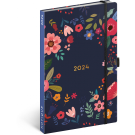 Weekly diary Blue Flowers 2024, 13 × 21 cm