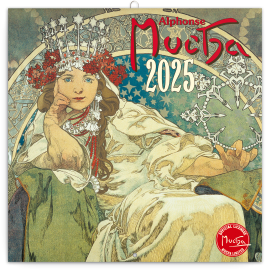 Poznámkový kalendář Alfons Mucha 2025, 30 × 30 cm