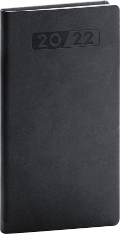 Kapesní diář Aprint 2022, černý, 9 × 15,5 cm