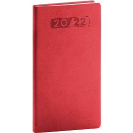 Kapesní diář Aprint 2022, červený, 9 × 15,5 cm