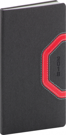Kapesní diář Bern 2018, šedočervený, 9 x 15,5 cm