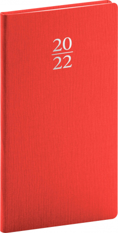 Kapesní diář Capys 2022, červený, 9 × 15,5 cm