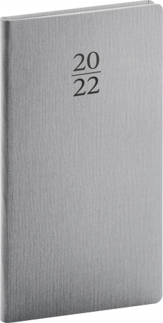 Kapesní diář Capys 2022, stříbrný, 9 × 15,5 cm