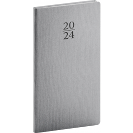 Pocket diary Capys silver 2024, 9 × 15,5 cm