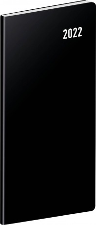 Kapesní diář Černý 2022, plánovací měsíční, 8 × 18 cm