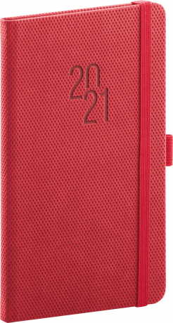 Pocket diary Diamante red 2021, 9 × 15,5 cm