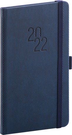 Kapesní diář Diamante 2022, modrý, 9 × 15,5 cm
