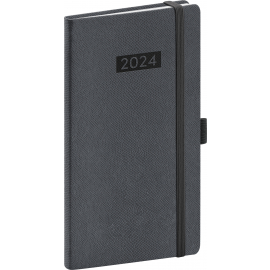 Pocket diary Diario grey 2024, 9 × 15,5 cm