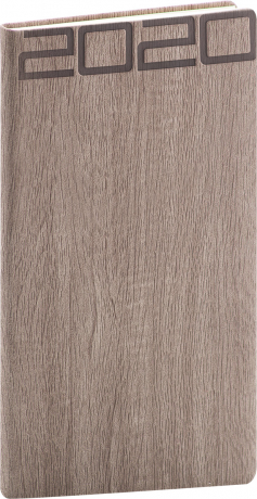 Kapesní diář Forest 2020, hnědý, 9 × 15,5 cm