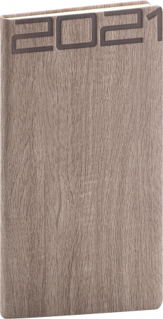 Kapesní diář Forest 2021, hnědý, 9 × 15,5 cm