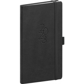 Pocket diary Majestic black 2023, 9 × 15,5 cm
