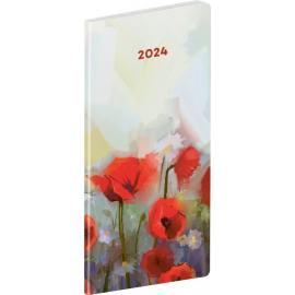 Poppies 2024 Pocket Diary, Monthly Planning, 8 × 18 cm