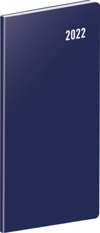 Kapesní diář Modrý 2022, plánovací měsíční, 8 × 18 cm