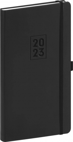 Pocket diary Nox black-black 2023, 9 × 15,5 cm