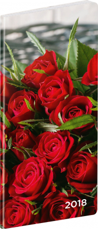 Kapesní diář Růže 2018, plánovací měsíční, 8 x 18 cm