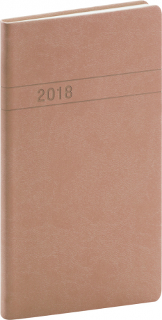 Kapesní diář Vivella 2018, středně hnědý, 9 x 15,5 cm