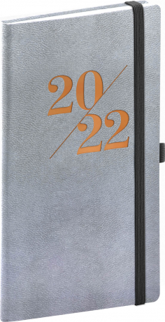 Kapesní diář Vivella Fun 2022, stříbrný, 9 × 15,5 cm