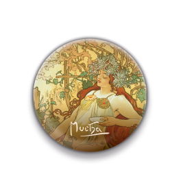 Magnet Alphonse Mucha – Autumn, rounded, 5 cm