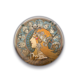 Magnet Alphonse Mucha – Zodiac, rounded, 5 cm