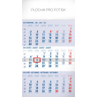 Nástěnný kalendář 3měsíční standard modrý – s českými jmény 2018, 29,5 x 43 cm