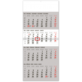 Wall calendar 4months Standard foldable with Czech names 2024, 29,5 × 57 cm