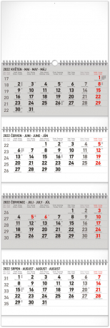 Nástěnný kalendář 4měsíční standard skládací 2022, 29,5 × 84,5 cm