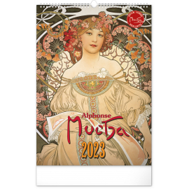 Nástěnný kalendář Alfons Mucha 2023, 33 × 46 cm