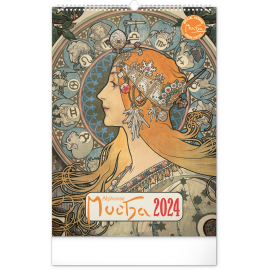 Alfons Mucha 2024 Wall Calendar, 33 × 46 cm