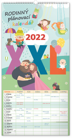 Nástěnný kalendář Rodinný plánovací XXL 2022, 33 × 64 cm