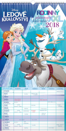 Nástěnný kalendář Rodinný plánovací XXL – Ledové království 2018, 33 x 64 cm