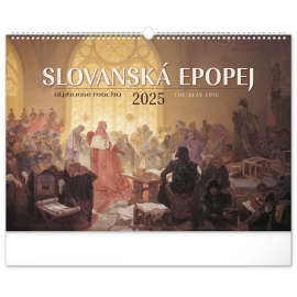 Nástěnný kalendář Slovanská epopej – Alfons Mucha 2025, 48 × 33 cm