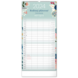Nástěnný plánovací kalendář Květy 2024, 21 × 42 cm