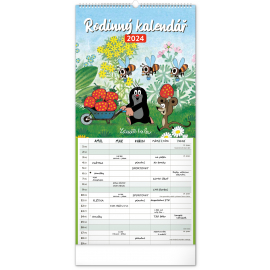Nástěnný rodinný plánovací kalendář Krteček 2024, 21 × 42 cm