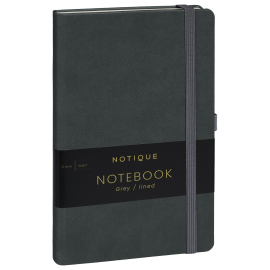 Notebook Grey, lined, 13 × 21 cm