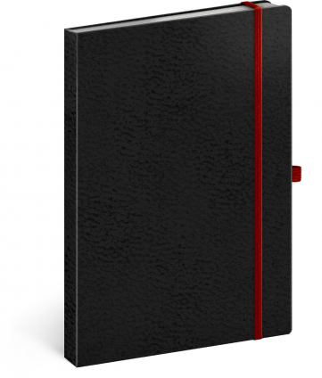 Notes Vivella Classic černý/červený, linkovaný, 15 × 21 cm